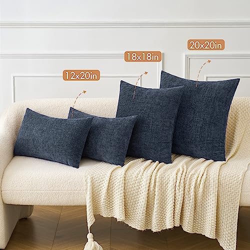 MIULEE Soft Chenille Lumbar Throw Pillow Covers Dark Navy 12x20 Pack of 2 - Image 4