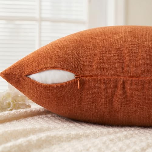 MIULEE Halloween Fall Burnt Orange Chenille Couch Pillow Covers, 16x16 - Image 3