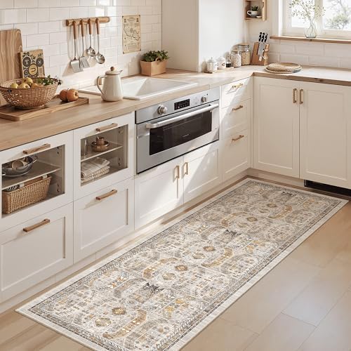 Madane Washable Runner Rug 2x6 Runners for Hallways Non Slip, Brown/Gold - Image 2
