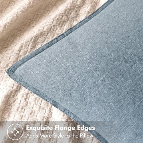 MIULEE Decorative Linen Euro Sham Pillow Covers 28x28 Inch Blue Grey - Image 2