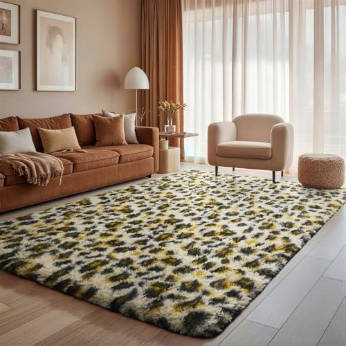 Ophanie Leopard Rugs for Bedroom Living Room, Cheetah Print Rug Fluffy Shag Large Fuzzy Plush Soft Throw,Large Shaggy Floor Faux Animal Throw 4x6 Carpets,Decor Aesthetic with Over 99 pcs Pile fibers - Image 5