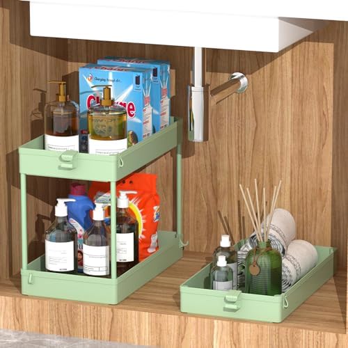 SPACEKEEPER 3 Tier Rolling Cart, Bathroom Cart Organizer with Wheels, Green - Image 5