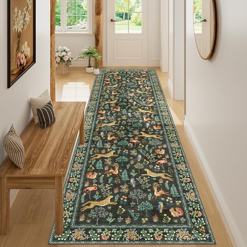 DUKINO 3x10 Washable Runner Rug, Non Slip Animal Rug for Hallway, Black - Image 5