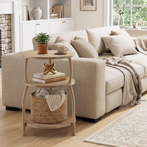 3-Tier Round Side Table, 15.7 inch End Table Nightstand - Image 2