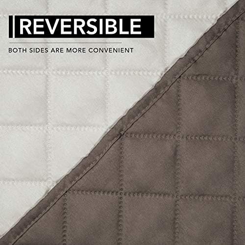 Easy-Going Reversible Couch Cover, Oversized Recliner, Taupe/Ivory - Image 5