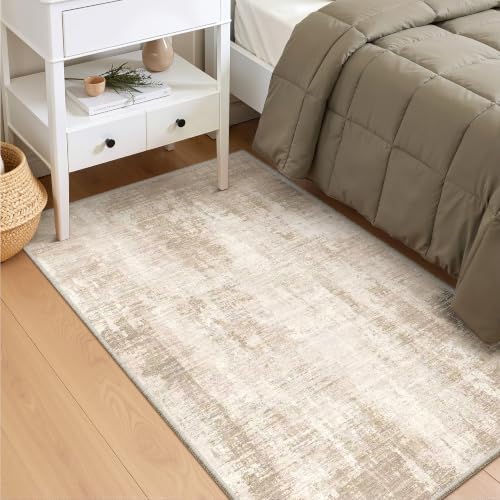 Valenrug 3x5 Rug Non Slip, Abstract Washable Entryway Rug for Bedroom Beige - Image 4