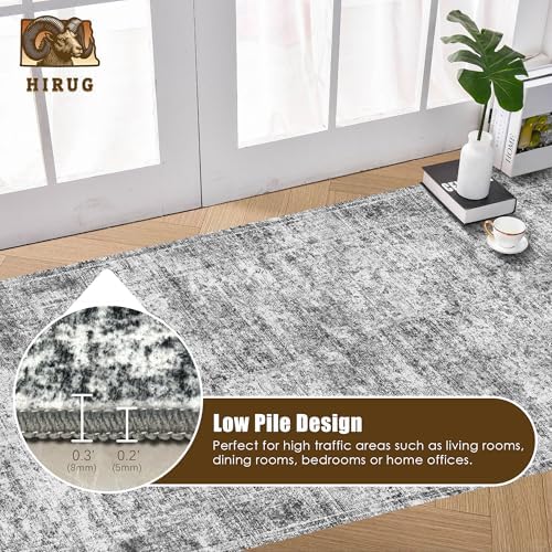 Washable Area Rug 2'6'' x 8' Vintage Traditional Persian Mat - Foldable Distressed Non-Slip Machine Washable Carpet for Living Room Bedroom Kitchen Home Decor - Graphite and Mist - Image 5