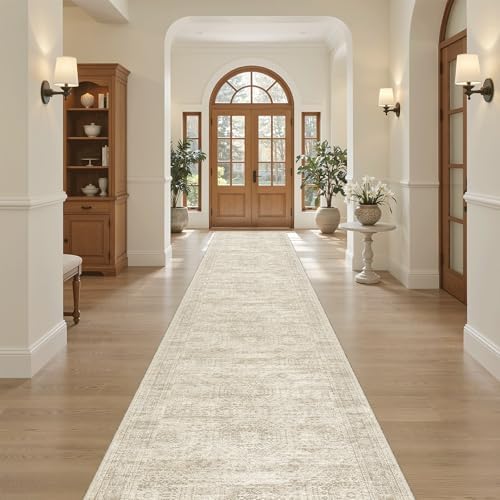 Soalmost Hallway Runner Rug 2'6" x 14' Washable Long Kitchen Rugs Beige - Image 3