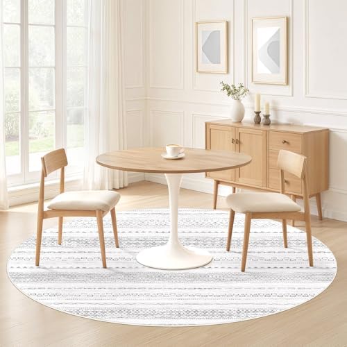 Nakagishi Area Rug Living Room Rugs: 4X4 Machine Washable Boho Large Neutral Farmhouse Stain Resistant Moroccan Indoor Floor Carpet for Bedroom Nursery Dorm Dining Room Home-Color Gray - Image 4