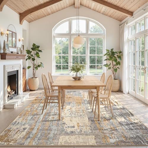 Toneed Washable 8x10 Camel Area Rug with Non-Slip Backing for Living Room - Image 3