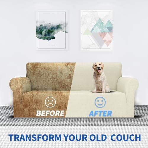 MAXIJIN Chair Covers for Living Room 1 Piece Stretch Sofa Chair Slipcovers with Arms (31"-46") Furniture Protector for Dog Pet Couch Armchair Cover (Chair, Diamond Pattern Beige) - Image 5
