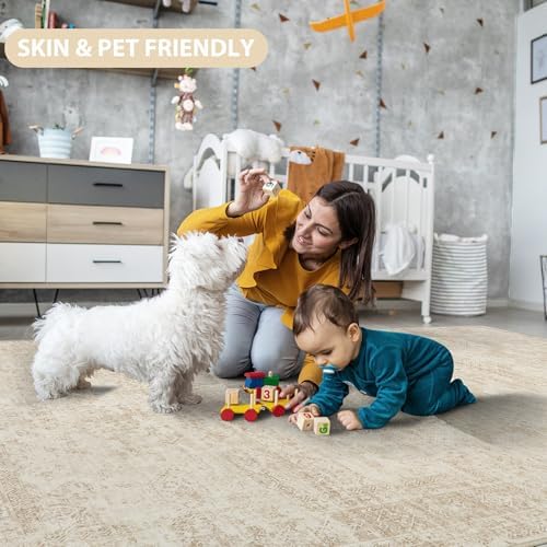 Aelenmu 9x12 Area Rugs for Living Room Washable Bedroom Dining Room Beige - Image 7