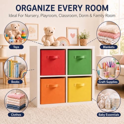 Yinder 6 Pcs Cube Storage Bin, Rainbow Colored 14''x10''x8'' Storage Cubes - Image 5