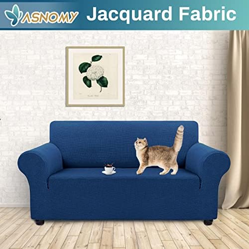 Asnomy Stretch Couch Covers Washable,loveseat Cover Slipcovers,Classic Blue - Image 2