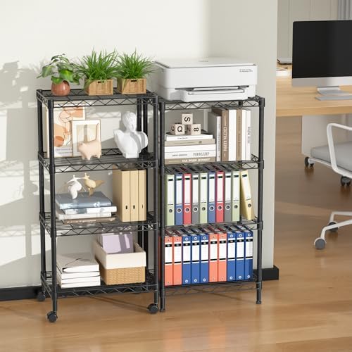 Golpart Small Shelves Storage Wire Metal Adjustable Shelf Unit with Wheels - Image 6