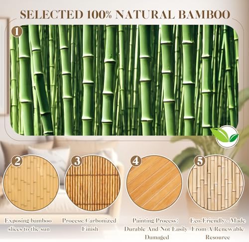Juexica 2 Pcs Natural Bamboo Wall Panel 48 x 24 Inch Bamboo Covering Renewable Pole Fencing Wainscoting Room Divider Wrap for Interior Wall Decoration Bedroom Living Room Ceiling Tiles - Image 3