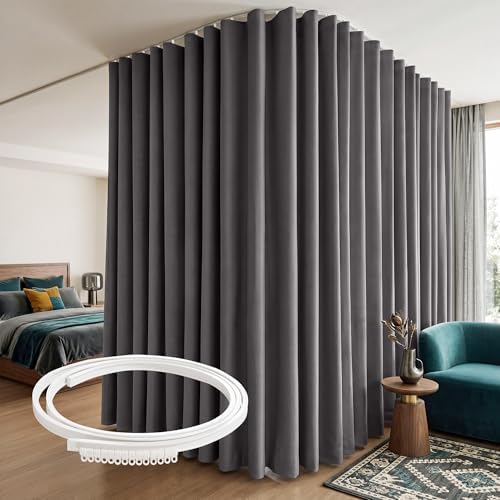 RYB HOME Extra Wide Room Divider Curtain with Flexible Silent Track by RYBHOME