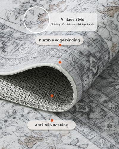 AMADA HOMEFURNISHING 5x7 Area Rugs, Washable Living Room Rug with Non-Slip Backing, Low Pile and Durable Edge Binding, Soft Vintage Floral Rugs for Living Room, Bedroom, Dining Room - Image 6