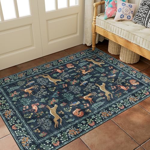 DUKINO 2x3 Entryway Rug, Washable Door Mat Animal Kitchen Rug, Navy Blue - Image 4