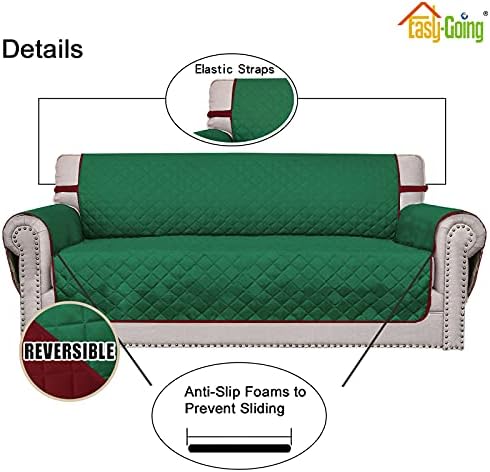 Easy-Going Reversible Couch Cover, 2 Cushion Sofa, Green/Christmas Red - Image 3