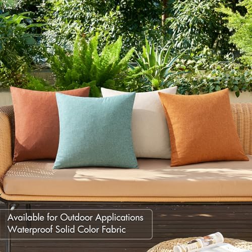 MIULEE Pack of 4 Decorative Outdoor Throw Pillow Covers Linen Waterproof Pillow Covers Summer Farmhouse Cushion Cases for Patio Garden Tent Balcony Couch Sofa 18x18 Inch Orange Rust - Image 2