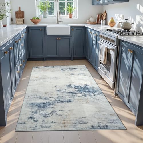 Toneed 4x6 Washable Non Slip Abstract Area Rugs for Bedroom Living Room - Image 2