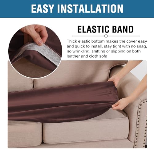 H.VERSAILTEX Velvet Stretch Individual Couch Cushion Cover Plush Cushion Slipcover for Loveseat Sofa Cushion Furniture Protector Seat Cushion Sofa Cover (1 Piece Sofa Cushion Cover, Brown) - Image 4