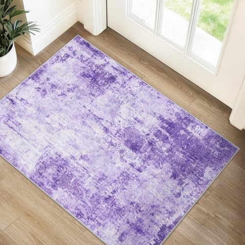 RELEANY Washable 2'x3' Abstract Area Rug for Living Room Purple by RELEANY