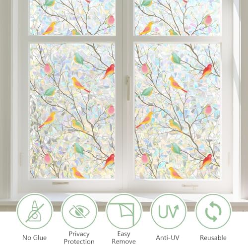 Kromapolis Window Privacy Film, Stained Glass Rainbow Bird, 17.5″ x 78.7″ - Image 6