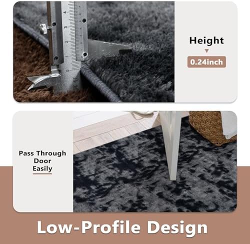 2x8 Tie-dye Dark Grey Runner Rug Non-Slip Washable for Hallway Kitchen - Image 6