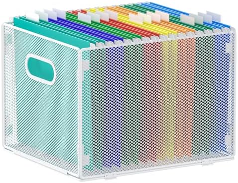 samstar Hanging File Organizer, Mesh File Folder Organizer Crate Cabinet Inserts Storage Box, Letter Size,White by Samstar