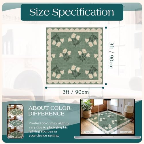 3x3 Square Entryway Rug - Front Door Mat Indoor Outside Entrance - Image 2