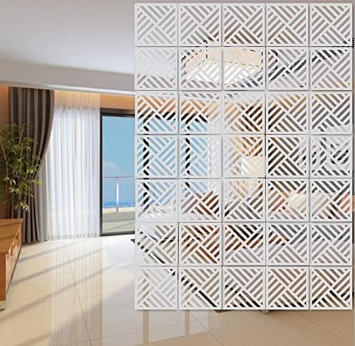White Hanging Room Divider,12 Pieces Wood-Plastic DIY Panel Screens Partition Wall Dividers Room Decoration with All Accessories 11.4x11.4 Inch - Image 3