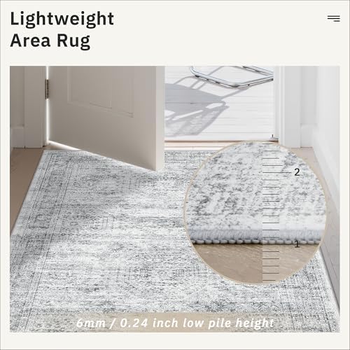 Soalmost 3x4 Rugs Non-Slip, Small Washable Kitchen Entryway Area Rug Grey - Image 7