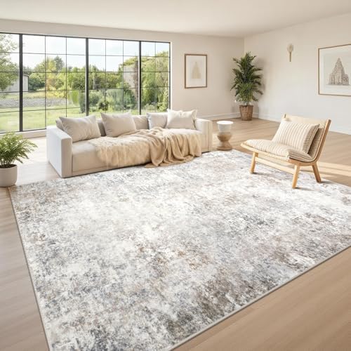 Beige Grey 10x14 Washable Area Rugs for Living Room,Bedroom,Dining Room by Srugn