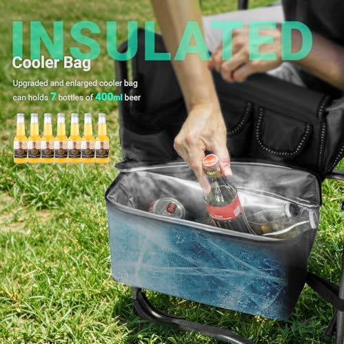 Overmont Folding Camping Chair with Side Table, Cooler Bag, 400 lb Capacity - Image 5