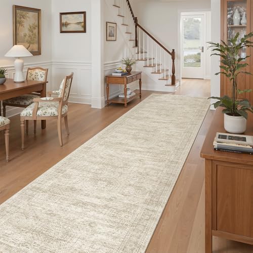 Soalmost Washable 3x12 Hallway Runner Rug Non-Slip Kitchen Entry Rugs Beige - Image 3