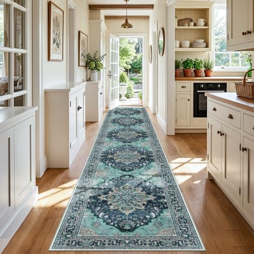 RELEANY Washable Area Rug, Runner 3'x20', Teal by RELEANY