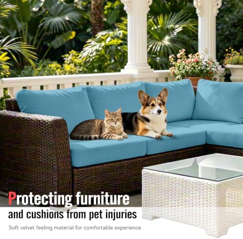 8Pcs Outdoor Cushion Covers, Stretch Patio Furniture Couch Chair Slipcovers - Image 6