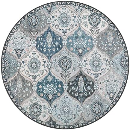 Lahome Moroccan Washable Round Rug, Soft Vintage Small Round Rug 3ft - Image 3