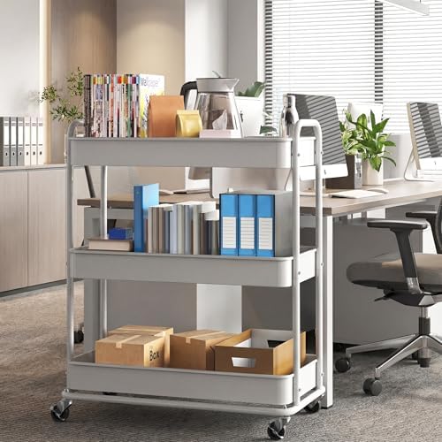 Simple Houseware 26" Extra-Wide 3-Tier Heavy Duty Metal Utility Cart, White - Image 5