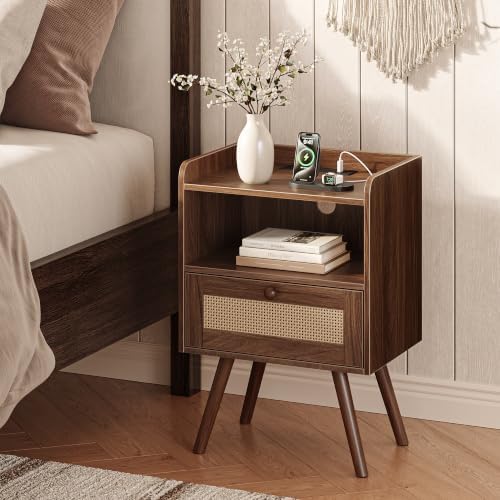 SUPERJARE Nightstands Set of 2, Night Stands with Charging Station - Image 3