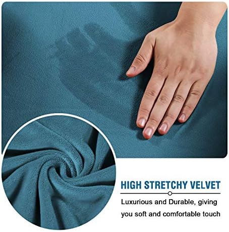 H.VERSAILTEX Rich Velvet Stretch 2 Piece Chair Cover Chair Slipcover Sofa Cover Furniture Protector Couch Soft with Elastic Bottom Chair Couch Cover with Arms Width Up to 49 Inch(Chair,Peacock Blue) - Image 5