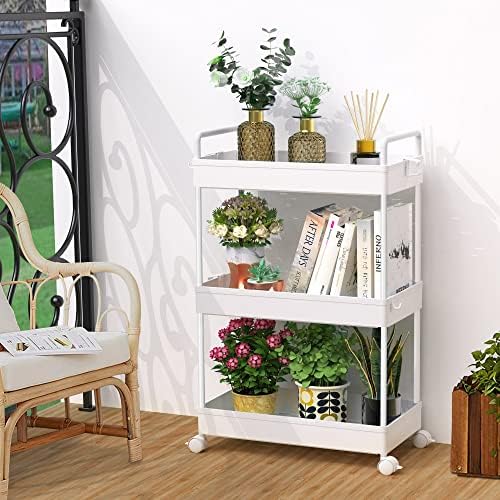 SOLEJAZZ 3 Tier Slim Rolling Storage Cart Organizer with Wheels, White - Image 6
