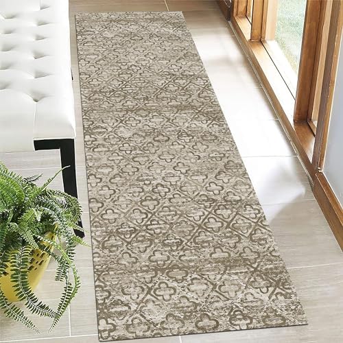 RUGSURE Washable Area Rugs, 2'6'' x 8' - 1/6 Thick - Stain & Water Resistant Non-Slip - Perfect Resistant Rug for Living Room, Bedroom, Nursery, Pet & Child Friendly, Vibrant Colors Rugs, Brown by RUGSURE