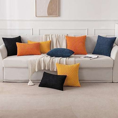 MIULEE Decorative Throw Pillow Covers 18x18 Golden Yellow Textured Corduroy - Image 5
