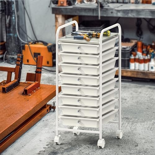 Simple Houseware 8 Drawers Rolling Utility Cart Art Craft Storage, White - Image 5
