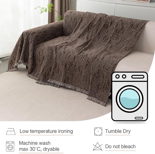MYSKY HOME Couch Covers for 3 Cushion Couch Sofa, Sectional Couch Cover L Shape Chenille Couch Cushion Covers for Pets, Furniture Protector Cover for Dogs, Kids, 71"X150", Deep Chocolate - Image 6