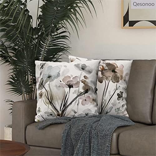 Flower Throw Pillow Covers 20x20 Set of 2, Cozy Flowers Pillow Cushion Cases, Modern Decorative Square Pillowcases for Sofa Couch Bedroom Living Room Car Seat - Image 5