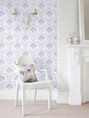 Vinjiasin Purple Floral Wallpaper Peel and Stick Wallpaper Modern Flower Contact Paper Purple/White Geometric Self Adhesive Removable Wall Paper for Bedroom Bathroom Accent Wall Vinyl Roll 17.3"x78.7" - Image 3